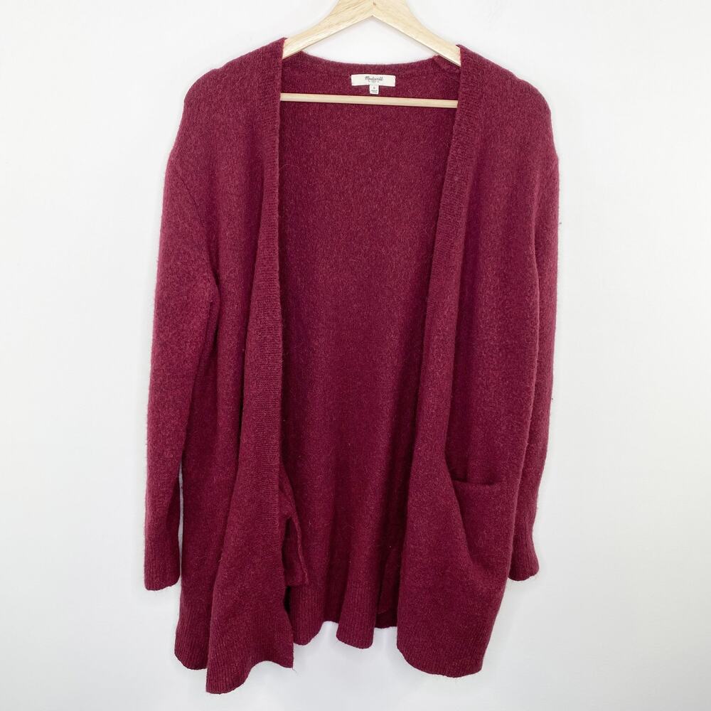 Madewell Kent Cardigan Sweater Burgundy Merino Wool Alpaca Blend Small E0185